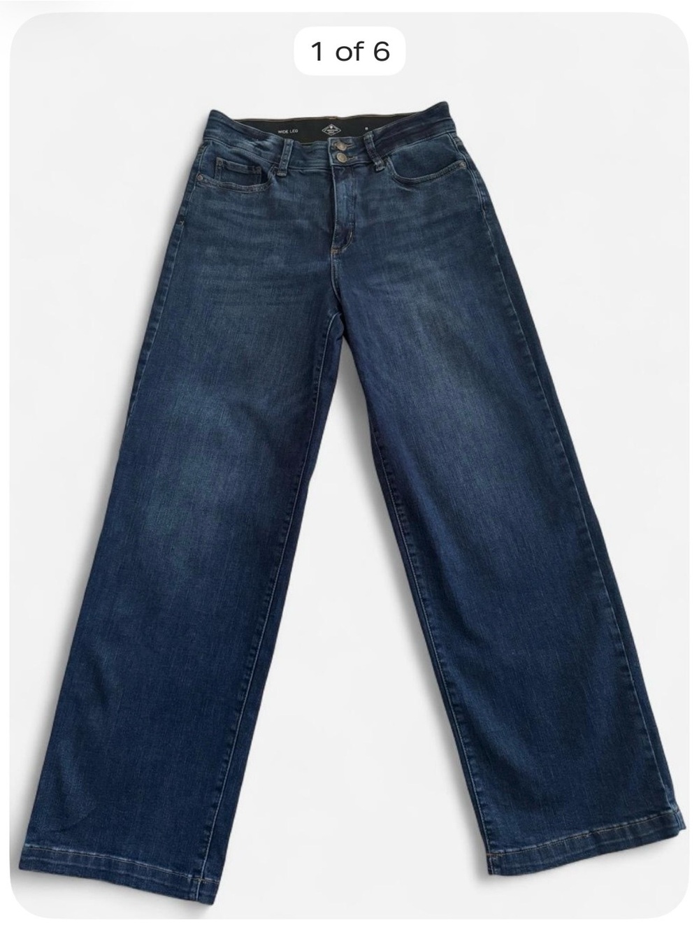 St. John’s Bay Women’s Size 8 Wide Leg Jeans High Rise Dark Wash Double Button